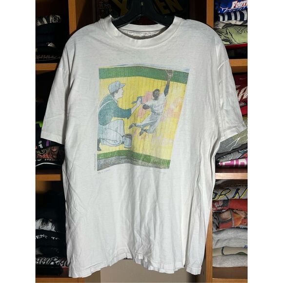 Vintage 1991 MLB Hank Aaron Braves Baseball Art Tee - Picture 1 of 7